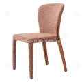 Italian minimalist leather and cotton linen dining chairs